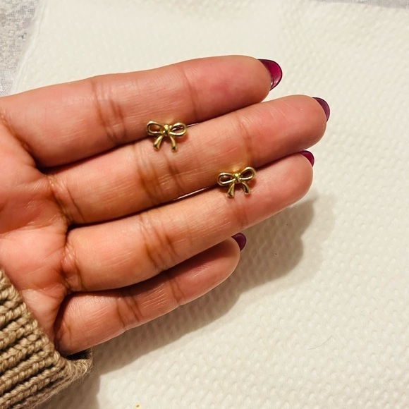 Anthropologie Jewelry - Mini gold bow earrings dainty